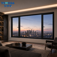 Ventana Corredera de Aluminio de Alta Resistencia para Villa Moderna, Tamaño Personalizado con Vidrio Grande y Diseño de Marco Oscuro
