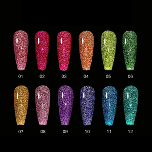 Nail Art Summer Shining <span class=keywords><strong>Neon</strong></span> Reflective Glitter Gel Manicure 12 <span class=keywords><strong>colores</strong></span> Esmalte de uñas Flash Diamond Disco Gel Polish - Product Image 5
