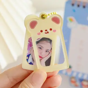 Özel karikatür fotoğraf kart tutucu Anime şeffaf plastik yıldız Mini fotocard anahtarlık sahipleri akrilik fotoğraf kart tutucu