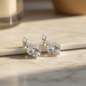 Pendientes de Corazón de Cristal Rosa E3676 para Mujer, Joyería Romántica para Boda, Engaste de Garra, Pendientes de Cristal Fino - Product Image 2