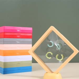9*9cm New Hot Transparent Pe Film Display 3D Suspension Packaging Box Photo Frame Membrane Box press on nail box