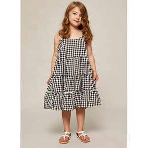Wholesale Custom <strong>Mini</strong> <strong>Me</strong> Family Matching Dress Gingham Linen Mom and Daughter <strong>Outfit</strong> Matching Dress - Product Image 2
