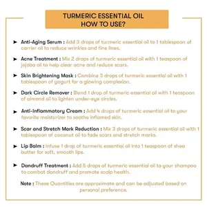 Aceite esencial orgánico a granel OEM Curcuma <span class=keywords><strong>aromatica</strong></span> Longa blanqueamiento aceite de cúrcuma facial para aclarar la piel Curculia Pour Le Visage - Product Image 4