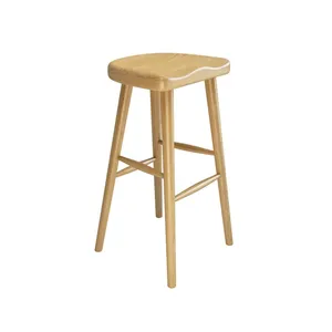 เก้าอี้บาร์ไม้ดีไซน์ทันสมัยหรูหรา,เก้าอี้สตูลบาร์ Apple ห้องครัวสไตล์นอร์ดิกทำจากไม้