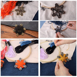 Avvolgitore di Filo Retrò <span class=keywords><strong>a</strong></span> Forma di Fiore di Prugna, Bobina in Metallo per <span class=keywords><strong>Punto</strong></span> <span class=keywords><strong>Croce</strong></span>, Organizzatore di Filo da Ricamo <span class=keywords><strong>a</strong></span> 4 Colori - Product Image 3