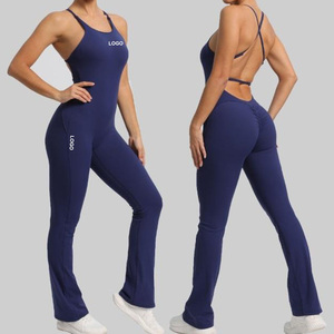 OEM <b>Women's</b> Activewear Yoga Jumpsuits Breathable Compression Bodysuits with Zippers Sleeveless One-Piece Workout Rompers for Gym - Product Image 4