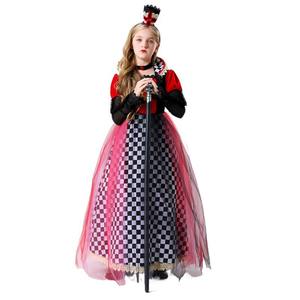 Costume de princesse de cœur de jeu de cartes fantaisie pour enfants d'Halloween, costume de cosplay de reine méchante pour jeu de rôle sur scène - Product Image 5