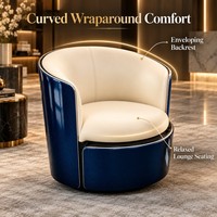 Fauteuil de salon rond en cuir de luxe avec coque en fibre de carbone pour salon, hôtel et club, mobilier moderne