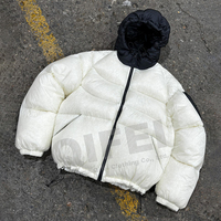 Veste d'hiver rembourrée en duvet de canard, coupe-vent en nylon noir réversible de haute qualité, avec capuche amovible