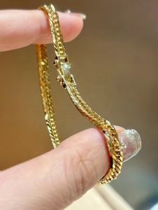 Bijoux en <span class=keywords><strong>or</strong></span>, <span class=keywords><strong>bracelet</strong></span> chaîne gourmette plaqué <span class=keywords><strong>or</strong></span> 18 carats, design à maillons plats à 6 facettes, bijoux en <span class=keywords><strong>or</strong></span> AU750 pour femmes - Product Image 2