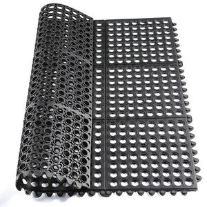 3' X 3' <b>Rubber</b> Drainage Mat Modular Interlocking Design Anti Slip Surface Black - Product Image 2