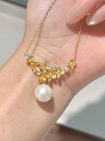 Bijoux UM en argent 925, perle d'eau douce, zircon blanc, plaqué or 18 carats, cadeau de fiançailles, tendance, polyvalent, mariage