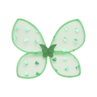 Costume de la St Patric personnalisé en usine guirlande de fleurs vertes trèfle vert ailes en tissu de maille dorée et ensemble de jupe Tutu pour enfants