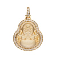 Hip Hop bijoux 2022 glacé cubique Zircon diamant plaqué or laboratoire maille polissage bouddha pendentif pour hommes