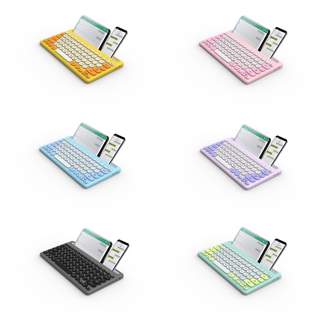 Ultra-Thin 78-Key Dual Mode Rechargeable Wireless for Bluetooth Keyboard Mini Portable USB Tablet/Smartphone Slot Holder