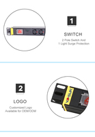 Unité de distribution d'alimentation (PDU) pour rack, protection contre les surtensions, IEC C13 avec 8 prises anti-déchirure, 19 pouces 1U, usage industriel