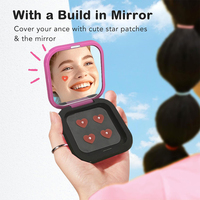 L&S CARE Patchs hydrocolloïdes anti-acné en forme d'étoile rose avec étui en plastique et miroir, diamètre 12 mm, à usage unique