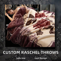 Ventes en gros de couvertures en raschel personnalisées imprimées quatre saisons, 100% polyester, non toxiques, légères, technique de tissage pour un usage en voyage
