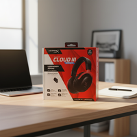 Headphone Gaming Premium HyperX Cloud III, Headset Nirkabel Over Ear Dengan Baterai 120 Jam