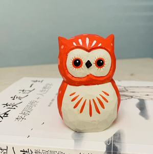 Figurine d'hibou en bois massif sculpté à la main, décoration de bureau et de maison, cadeau d'anniversaire, artisanat - Product Image 2