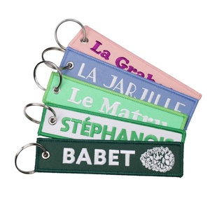 Custom Embroidered <b>Keychain</b> <b>Personalized</b> Logo Double Sided Letter Fabric Key Tag <b>Keychain</b> Woven Label <b>Keychain</b> - Product Image 1
