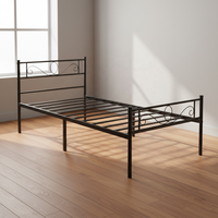 Lits métalliques simples et doubles en gros à prix abordable, cadre blanc et noir, meubles de salon avec lit simple surélevé sur le côté complet