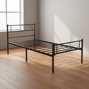 Lits métalliques simples et doubles <span class=keywords><strong>en</strong></span> gros à prix abordable, cadre <span class=keywords><strong>blanc</strong></span> et noir, meubles de salon avec <span class=keywords><strong>lit</strong></span> simple surélevé sur le côté complet - Product Image 3