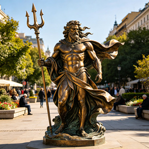 Statua di Poseidone in Bronzo a Grandezza Naturale Personalizzata, Scultura del Dio Greco del Mare con Tridente per Decorazione di Giardini e Piscine - Product Image 5