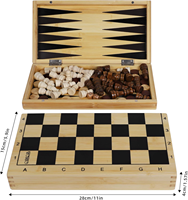 Coffret de Jeux en Bois Multifonctionnel Professionnel Pliable et Portable 3-en-1 : Échecs, Backgammon, Jeu de Stratégie – Idéal pour Hôtels, Boutiques, Clubs