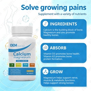 Tabletas de Calcio, Magnesio, Zinc y Vitamina D3 de Alta Absorción OEM, Suplemento de Colágeno para la Fortaleza Ósea en Adultos - Product Image 2