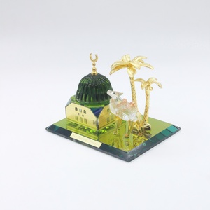 Mezquita musulmana en miniatura de cristal de alta calidad con palmera y camello, recuerdo duradero para uso en interiores. - Product Image 1