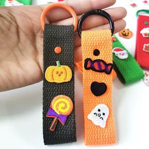 Porte-clés personnalisé avec patch en tissu, cordon et mousqueton métallique, avec logo de marque - Product Image 5