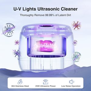 45KHz Tần số cao làm sạch thiết bị 200ml nhỏ cầm tay UV hàm răng giả và niềng răng đồ trang sức siêu âm sạch hơn - Product Image 5
