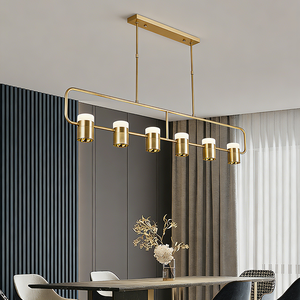 Copper Nordic Creative Postmodern LED Chandelier Long Minimalist <b>Lighting</b> Fixture for Home Bar Restaurant Counter <b>Dining</b> Room - Product Image 1