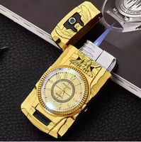 Pemantik Api Gas KY Diskon Model Jam Tangan Api Biru Butana Turbo Mewah Vintage dengan Lampu