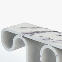 Table console en marbre blanc, cadre en forme de vague sinusoïdale, meuble sculptural pour entrée et couloir, maison de rêve