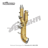 Pipa Uji Pengganti OEM Kustom untuk Porsche 911 992 GTS 3.6T 2025 Boska Race Turbo Downpipe Bolt-on OAP Header Berinsulasi Panas