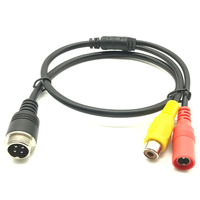 Câble adaptateur de tête d'aviation mâle vers RCA femelle DC femelle M12 Pin4 véhicule DVR OEM