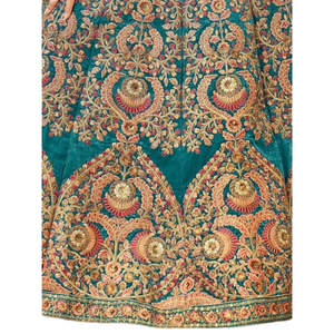 Magnifique bleu sarcelle brodé velours marié porter Lehenga Choli pour une utilisation nuptiale - Product Image 1