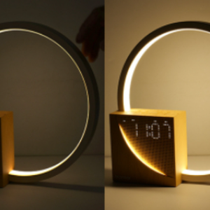 Réveil à commande tactile 3 niveaux de luminosité Décoration intérieure Lampe de table en bois avec sons naturels - Product Image 6
