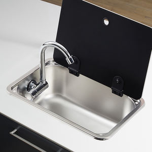 HOMFUL Lavabo per Camper Marino in Acciaio Inox con Rubinetto Pieghevole e Coperchio in Vetro Temperato per Roulotte - Product Image 6