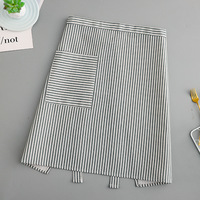 Tablier court de cuisine en coton pur rayé avec poche, durable et personnalisé, pour hôtel, café, restaurant, cuisinier, chef, nettoyage