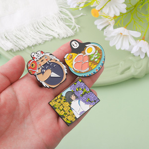 Broche en émail de personnage d'anime moderne, badge en métal de dessin animé d'enfance, épingles de film 'Mononoke' 'Chihiro' 'Haku' 'Totoro' pour - Product Image 1