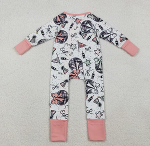 Tutina con Zip per Neonata Rosa con Volant LR2571 Stampa Stelle e Fiocchi Felice Anno Nuovo - Product Image 2