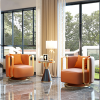 Fauteuil de Salon Moderne en Cuir de Luxe Pivotant avec Accoudoirs, Monoplace, pour Ameublement