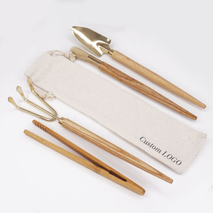 Pala de paleta pequeña para el hogar, suministros florales de madera para el cuidado del jardín, juego de herramientas de regalo con bolsa - Product Image 1