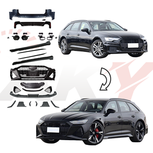 Nuovo arrivo AKY Bodykit <span class=keywords><strong>Audi</strong></span> <span class=keywords><strong>A6</strong></span> Avant C8 <span class=keywords><strong>2019</strong></span> + PP + ABS materiale aggiornamento <span class=keywords><strong>A6</strong></span> RS6 stile paraurti gonna laterale griglia facile installazione - Product Image 1