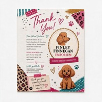 Cartes de visite de remerciement avec emballage en papier kraft, pelliculage brillant, impression offset