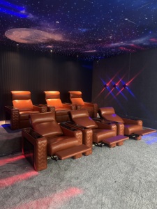 Asientos <span class=keywords><strong>VIP</strong></span> de Cine al por Mayor, Asientos Eléctricos de Cuero Genuino para Cine en Casa, Sofá Reclinable Multimedia con Control Eléctrico - Product Image 2