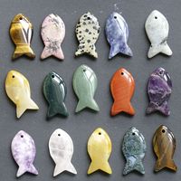 Lapis Lazuli pendentif en pierre précieuse en forme de poisson pour la fabrication de bijoux à bricoler soi-même pendentifs et breloques de mode pierre personnalisée acceptable en gros